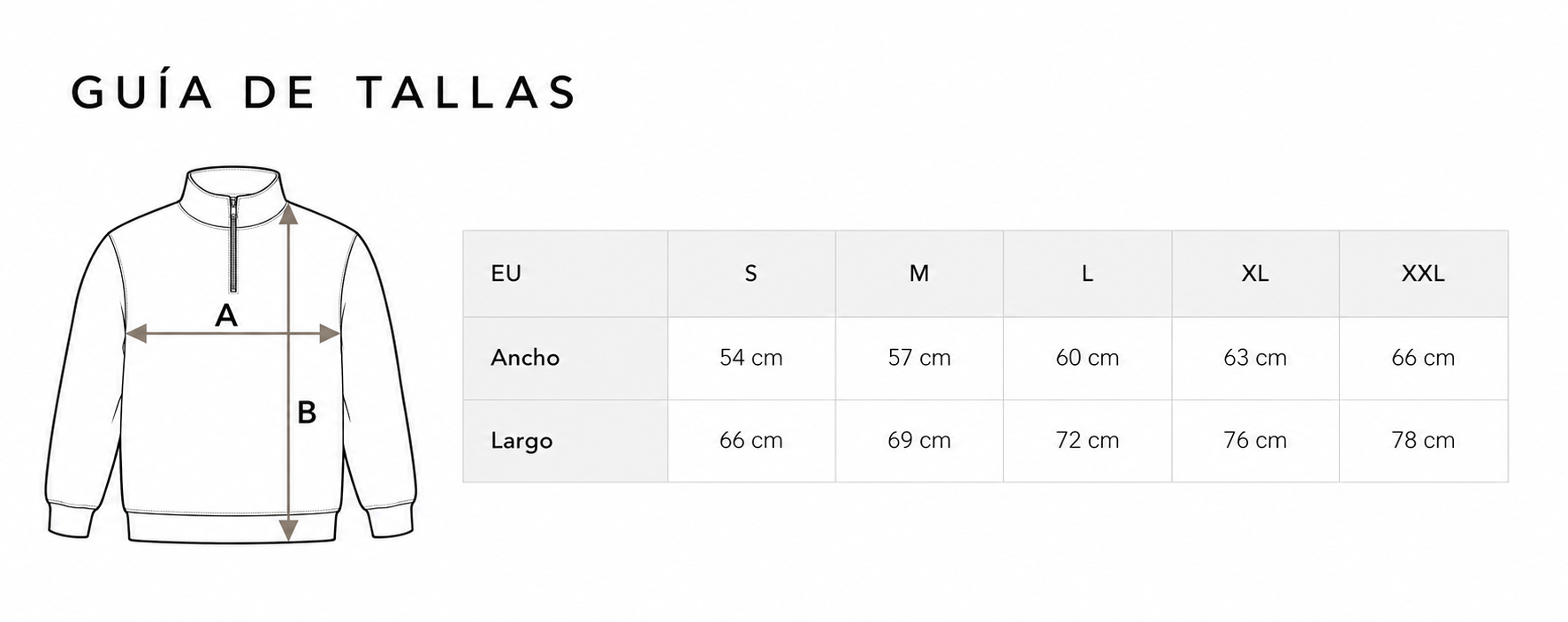 Guía de tallas del producto