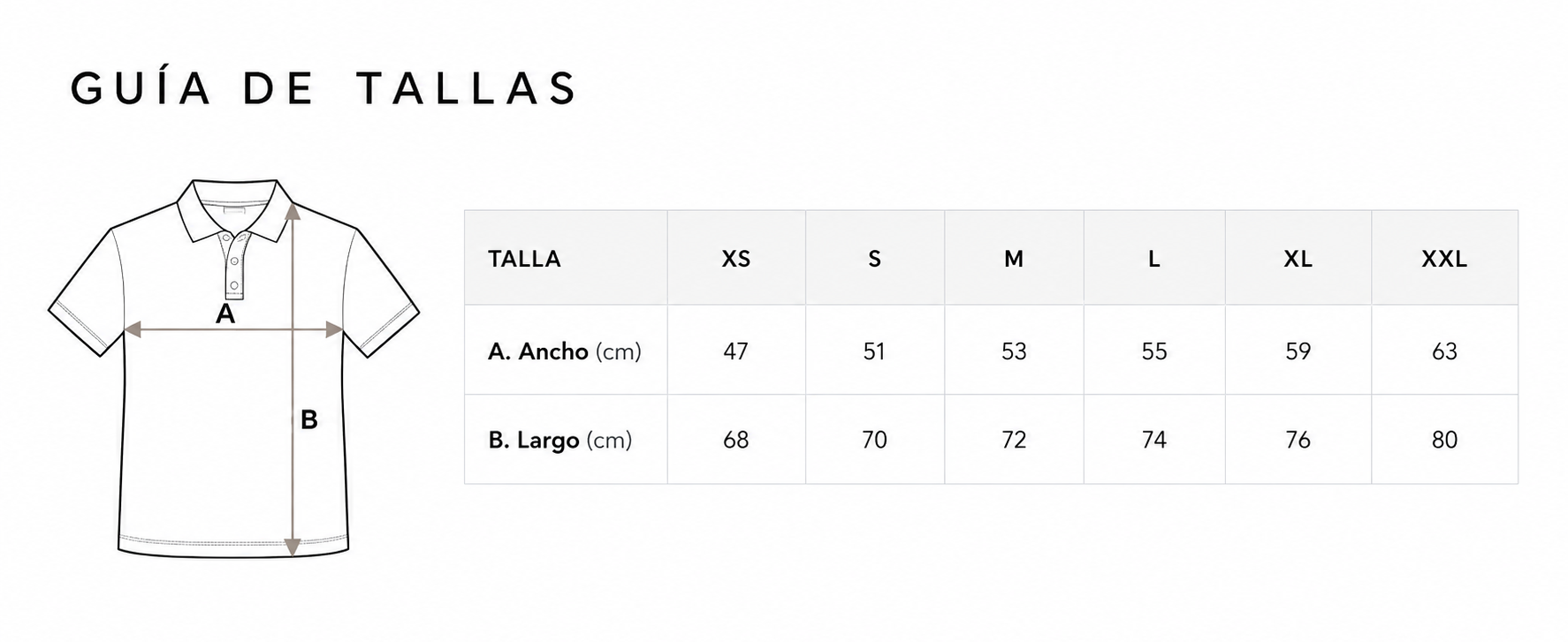 Guía de tallas del producto