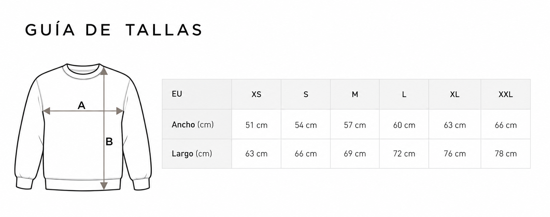 Guía de tallas del producto